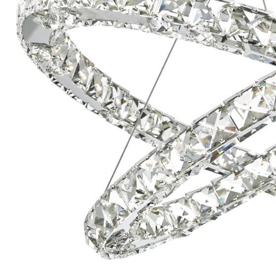 där lighting Roma 2 Tier Pendant Polished Chrome Crystal LED