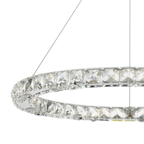 Där Lighting Roma Pendant Polished Chrome Crystal LED