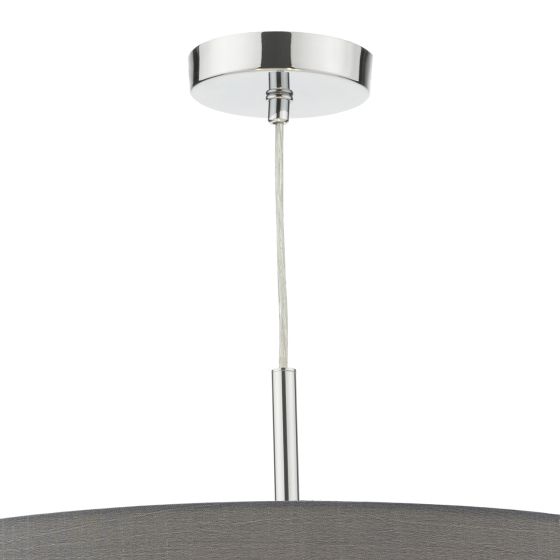 Där Lighting Ronda 3 Light Pendant Grey Faux Silk Shade 60cm