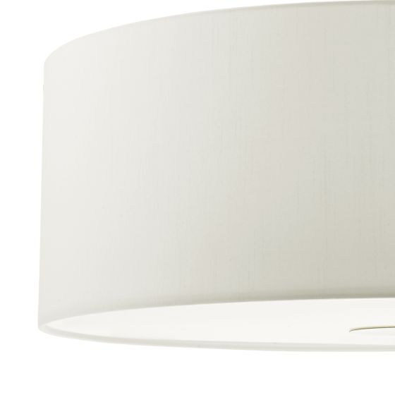 Där Lighting Ronda 3 Light Pendant White Faux Silk Shade 60cm