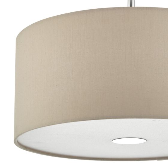 Där Lighting Ronda 3lt Pendant Ecru Faux Silk Shade 40cm