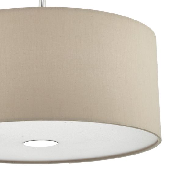 Där Lighting Ronda 3lt Pendant Ecru Faux Silk Shade 40cm