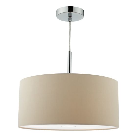 där lighting Ronda 3lt Pendant Ecru Faux Silk Shade 40cm