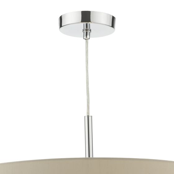 Där Lighting Ronda 3lt Pendant Ecru Faux Silk Shade 60cm