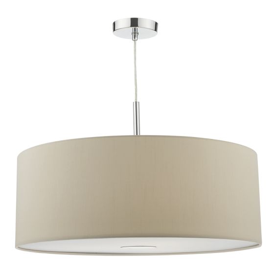 Där Lighting Ronda 3lt Pendant Ecru Faux Silk Shade 60cm
