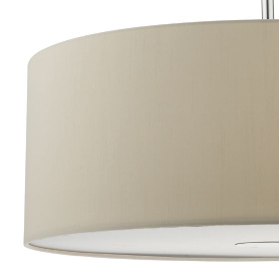 där lighting Ronda 3lt Pendant Ecru Faux Silk Shade 60cm