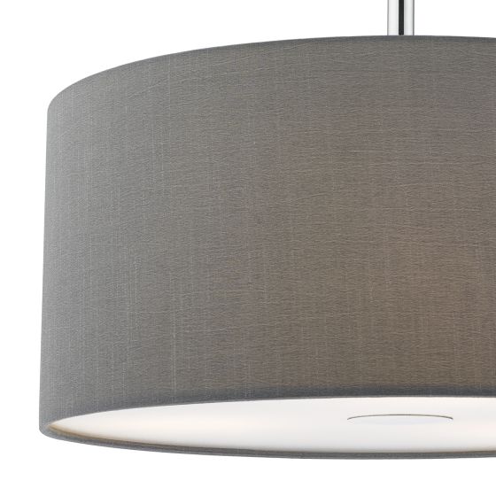 där lighting Ronda 3lt Pendant Grey Faux Silk Shade 40cm