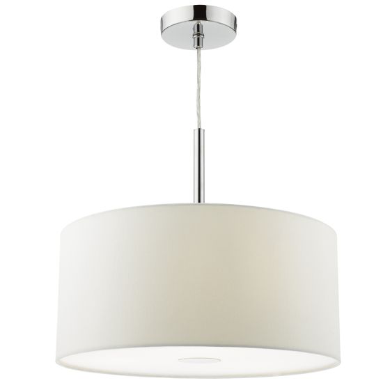 Där Lighting Ronda 3lt Pendant White Faux Silk Shade 40cm