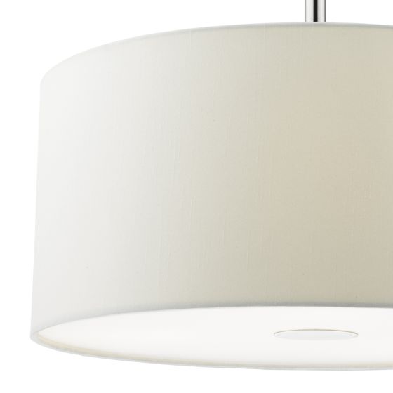 där lighting Ronda 3lt Pendant White Faux Silk Shade 40cm