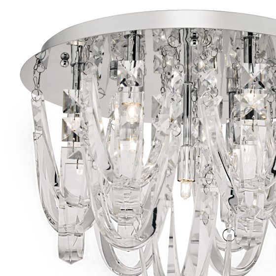 Där Lighting Roxanne Small 7 Light Flush Polished Chrome Crystal