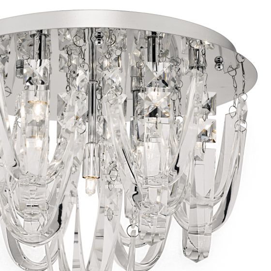 Där Lighting Roxanne Small 7 Light Flush Polished Chrome Crystal