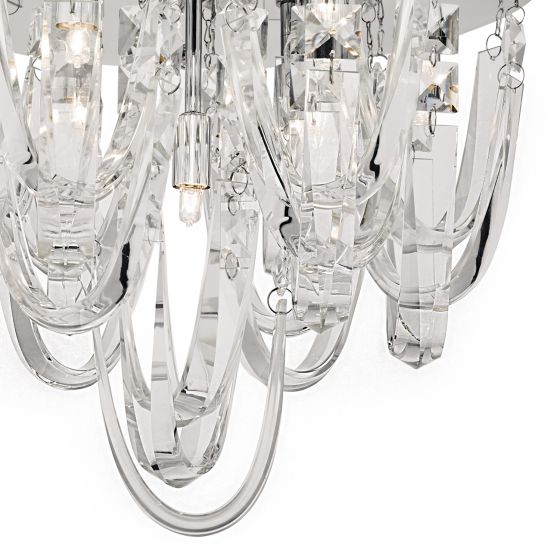 Där Lighting Roxanne Small 7 Light Flush Polished Chrome Crystal