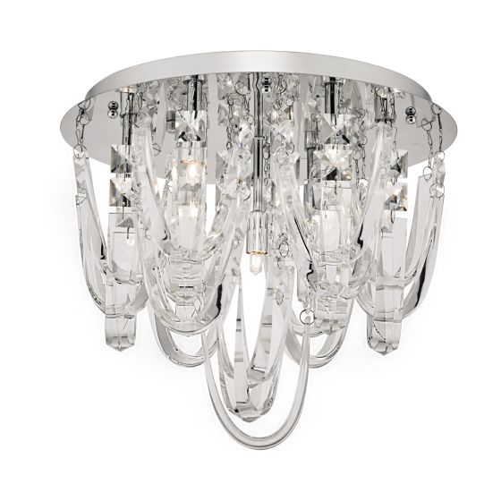där lighting Roxanne Small 7 Light Flush Polished Chrome Crystal