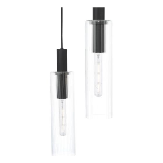 Där Lighting Ruben 6 Light Bar Pendant Satin Black And Ribbed Glass