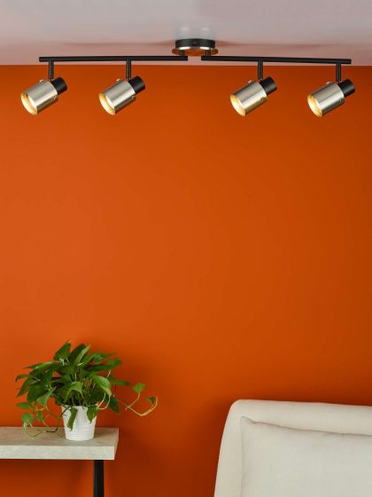 Där Lighting Ryan 4 Light Bar Spotlight Brushed Nickel Matt Black