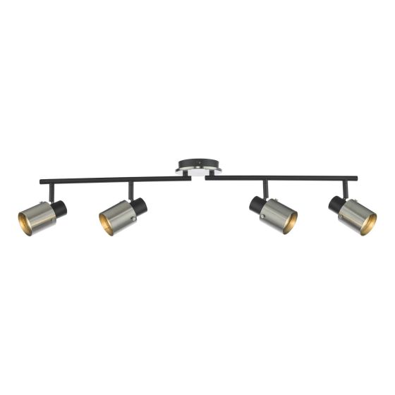 där lighting Ryan 4 Light Bar Spotlight Brushed Nickel Matt Black