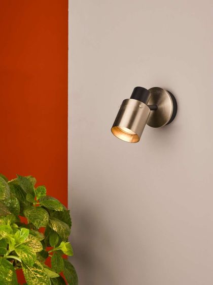 Där Lighting Ryan Single Wall Spotlight Brushed Nickel Matt Black