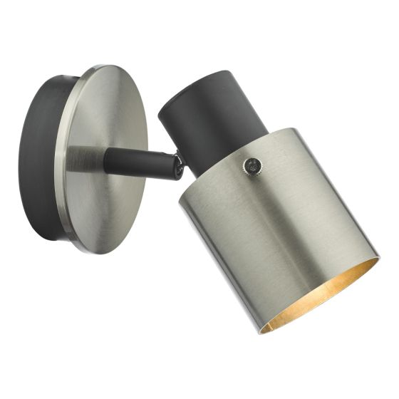 där lighting Ryan Single Wall Spotlight Brushed Nickel Matt Black