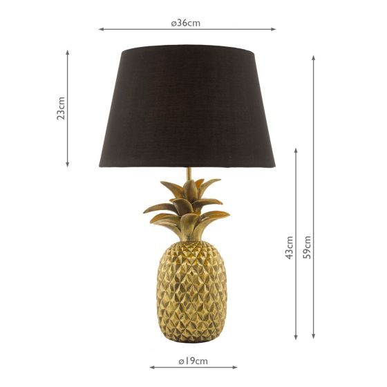 Där Lighting Safa Pineapple Table Lamp Gold With Shade