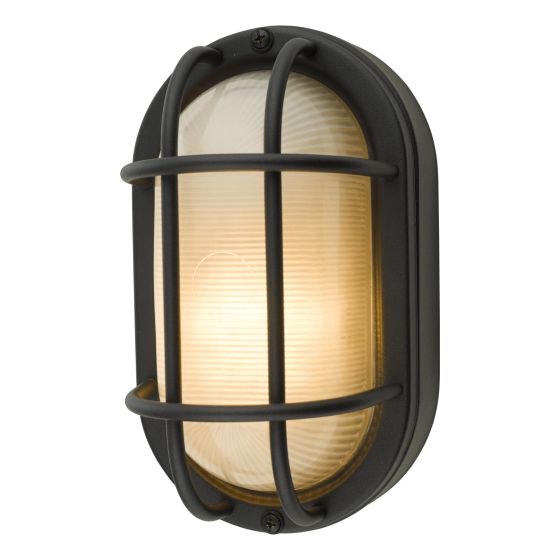 Där Lighting Salcombe Oval Outdoor Wall Light Matt Black IP44