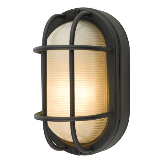 där lighting Salcombe Oval Outdoor Wall Light Matt Black IP44