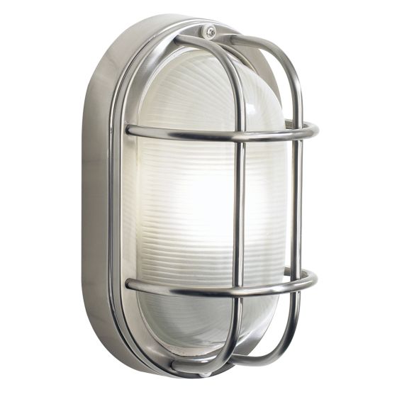 Där Lighting Salcombe Oval Outdoor Wall Light Stainless Steel Glass IP44