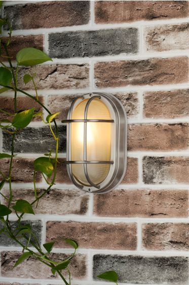 Där Lighting Salcombe Oval Outdoor Wall Light Stainless Steel Glass IP44
