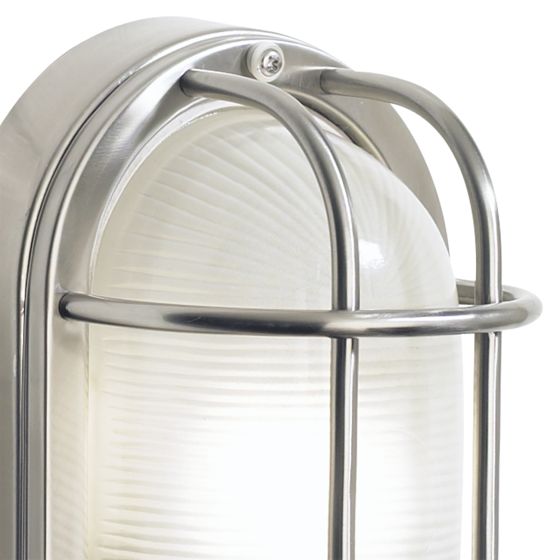 där lighting Salcombe Oval Outdoor Wall Light Stainless Steel Glass IP44