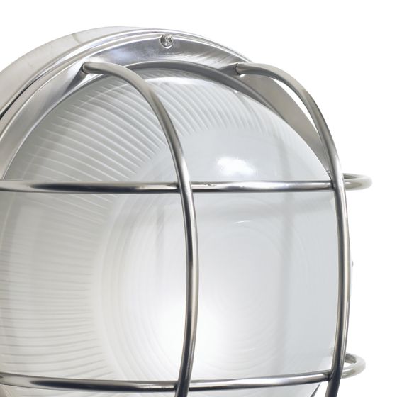 Där Lighting Salcombe Round Outdoor Wall Light Stainless Steel Glass IP44