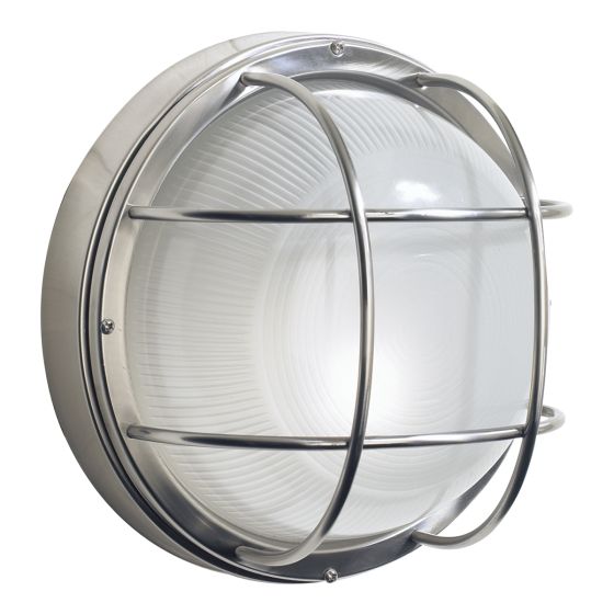 Där Lighting Salcombe Round Outdoor Wall Light Stainless Steel Glass IP44