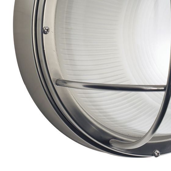 där lighting Salcombe Round Outdoor Wall Light Stainless Steel Glass IP44