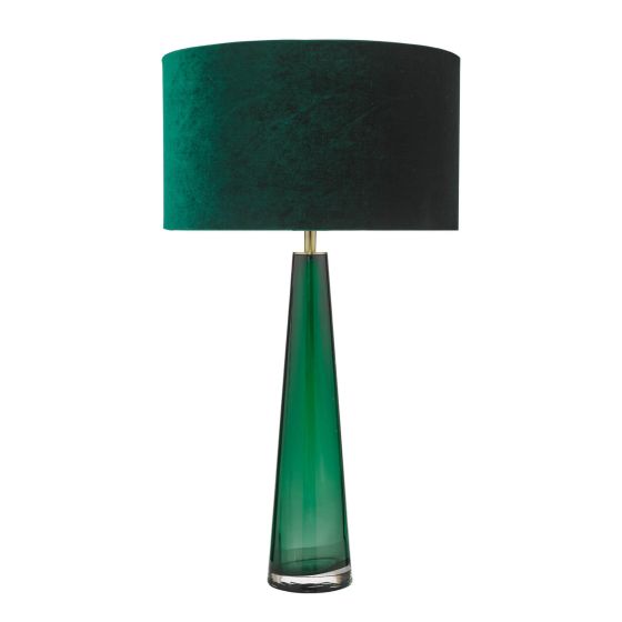 där lighting Samara Table Lamp Green Glass With Shade