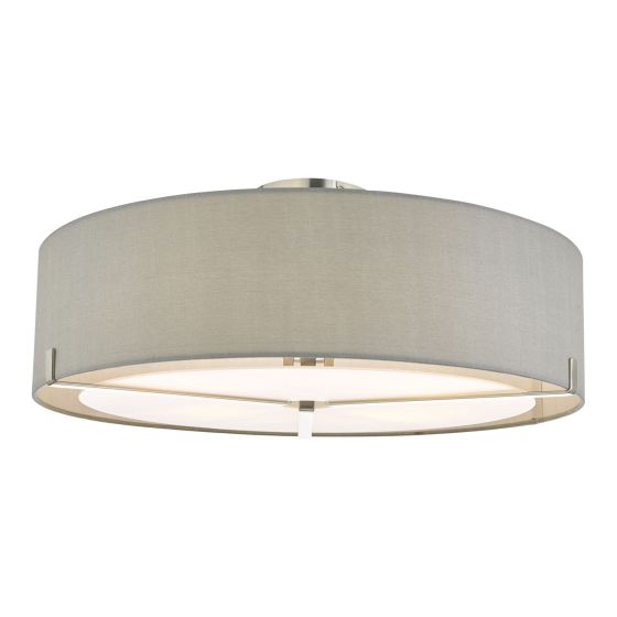 där lighting Santino 3 Light Semi Flush Satin Chrome With Grey Shade
