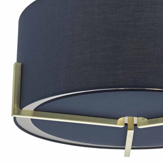 Där Lighting Santino Pendant Gold With Navy Cotton Shade