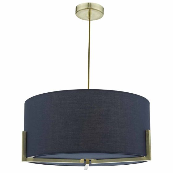Där Lighting Santino Pendant Gold With Navy Cotton Shade
