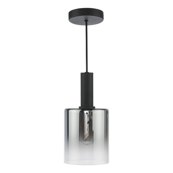 Där Lighting Savannah Pendant Matt Black And Smoked Glass
