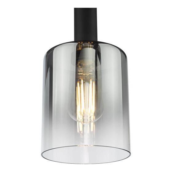Där Lighting Savannah Pendant Matt Black And Smoked Glass