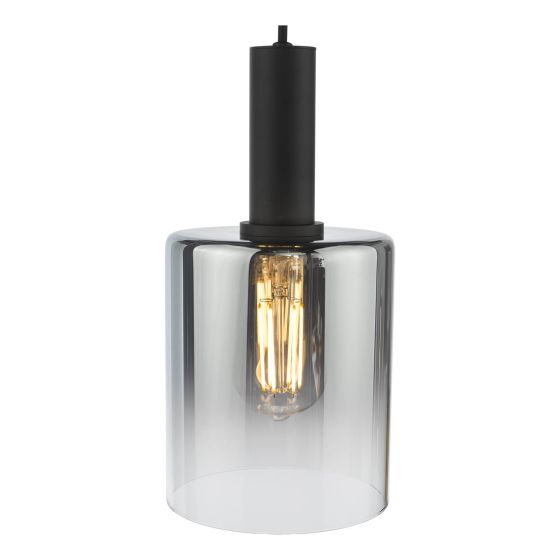 Där Lighting Savannah Pendant Matt Black And Smoked Glass