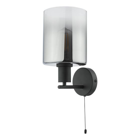 Där Lighting Savannah Wall Light Matt Black And Smoked Glass