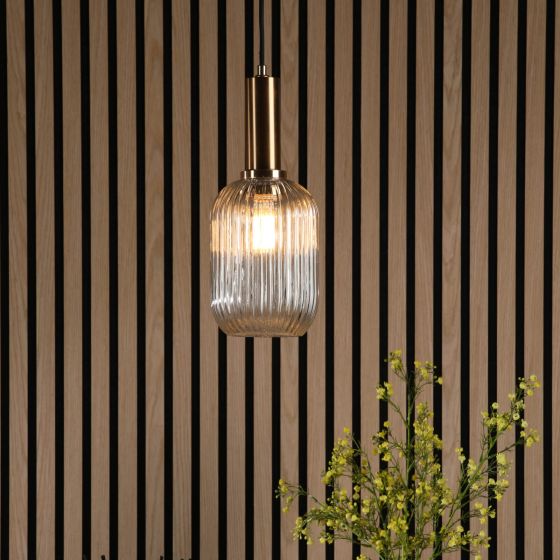 Där Lighting Sawyer Easy Fit Shade Champagne Ribbed Glass