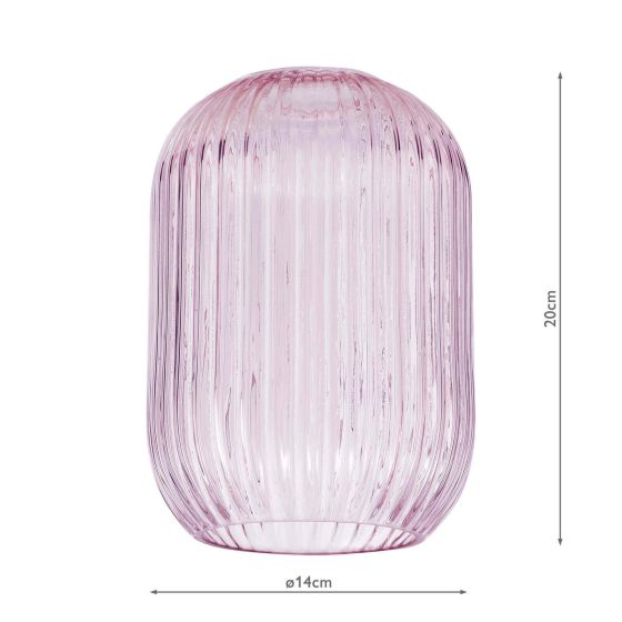 Där Lighting Sawyer Easy Fit Shade Pink Ribbed Glass
