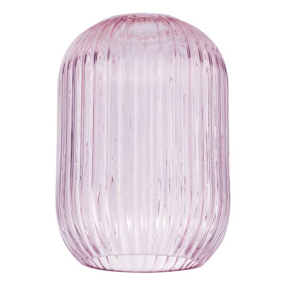 där lighting Sawyer Easy Fit Shade Pink Ribbed Glass