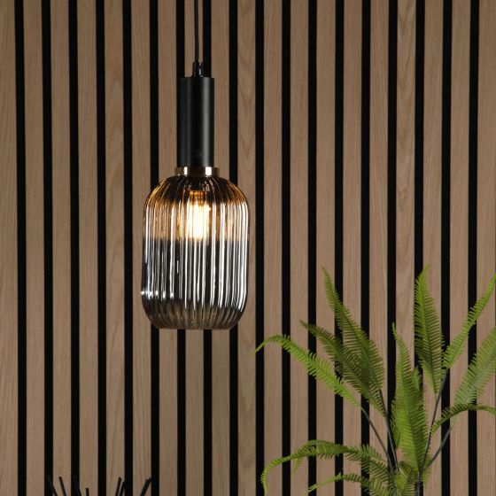 Där Lighting Sawyer Easy Fit Shade Smoked Ribbed Glass
