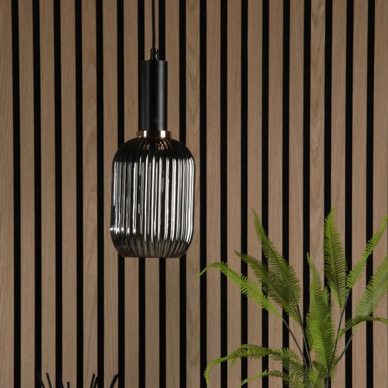 Där Lighting Sawyer Easy Fit Shade Smoked Ribbed Glass