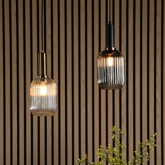 Där Lighting Sawyer Easy Fit Shade Smoked Ribbed Glass
