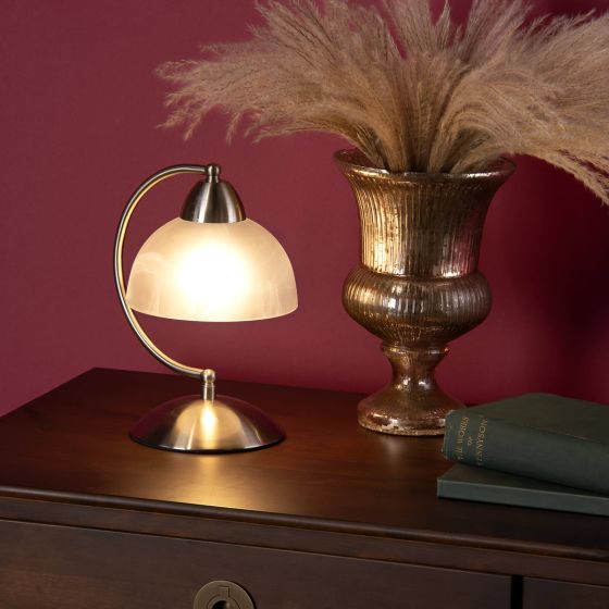 Där Lighting Saxby Touch Table Lamp Satin Chrome Glass