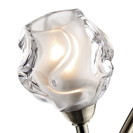 där lighting Seattle 2 Light Wall Light Antique Brass Glass