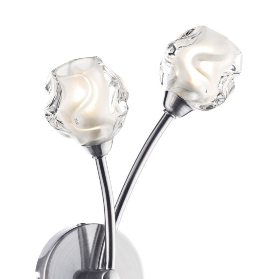 Där Lighting Seattle 2 Light Wall Light Satin Chrome Glass
