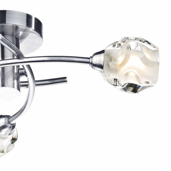 där lighting Seattle 3 Light Flush Satin Chrome Glass