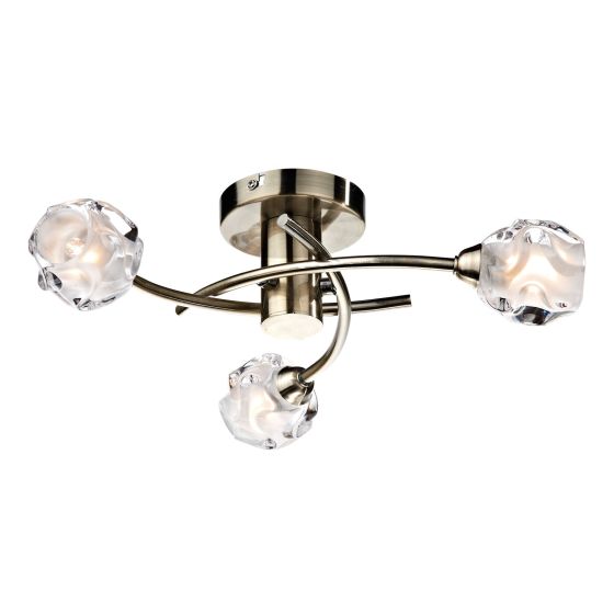 Där Lighting Seattle 3 Light Semi Flush Antique Brass